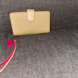 COACH wristlet/wallet. Hot pink inside